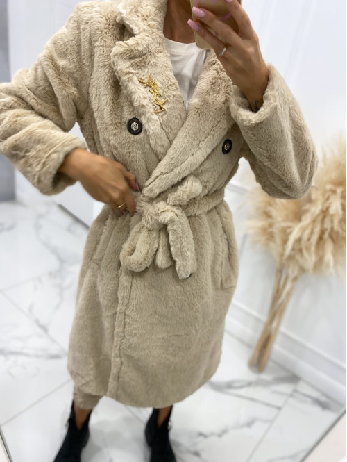 teddy coat with tie waist