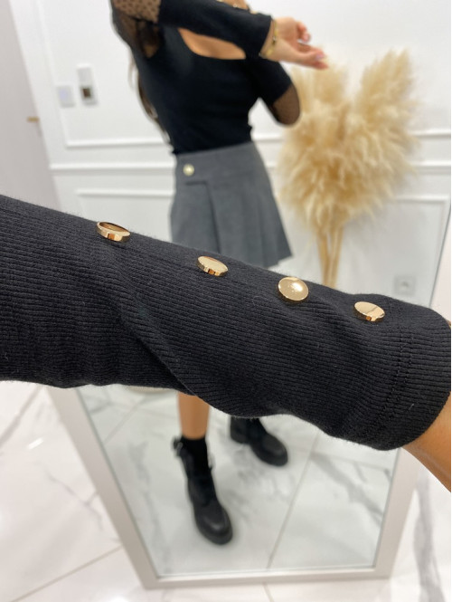 Bluzka prążkowana z rękawem siateczka w kropki czarna Oliwka 30 - photo #5