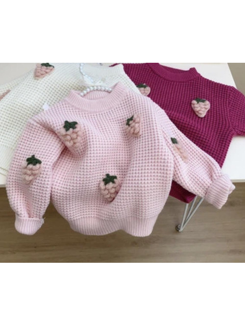 Sweterek dziecięcy w poziomki różowy Laura - photo #8