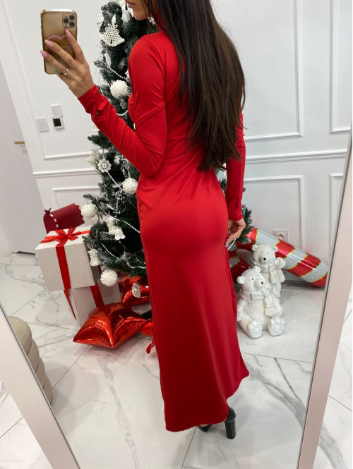 Sukienka z dwoma rozporkami czerwona Aleksandra 17 - photo #6