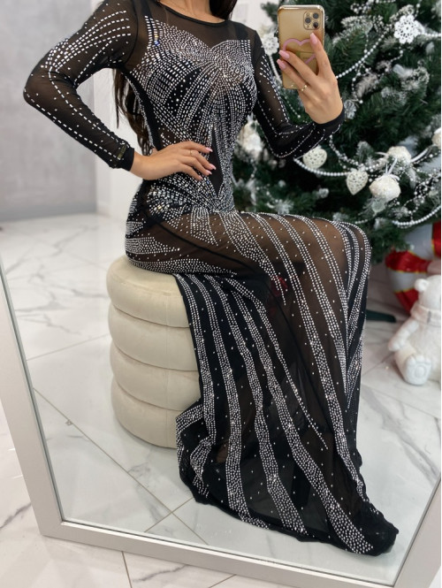 Sukienka z dżetami maxi czarna Julisska 09 - photo #11