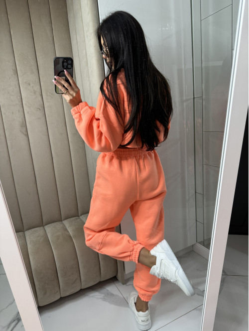 Neonowy pomarańczowy komplet dresowy bluza + spodnie z naszywką korony Werisa 130 - photo #45