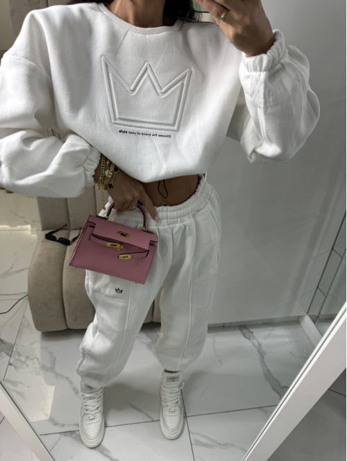 Kremowy komplet dresowy bluza + spodnie z naszywką korony Werisa 130 - photo #18