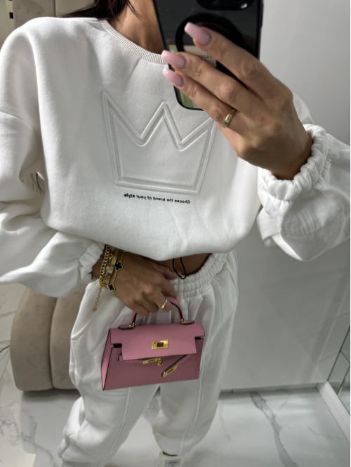 Kremowy komplet dresowy bluza + spodnie z naszywką korony Werisa 130 - photo #20