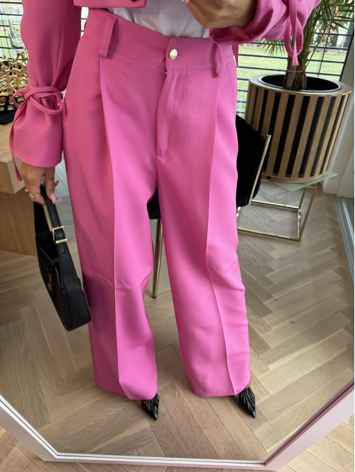 Spodnie z szeroką nogawką na kant różowe Roksi 25 - photo #4