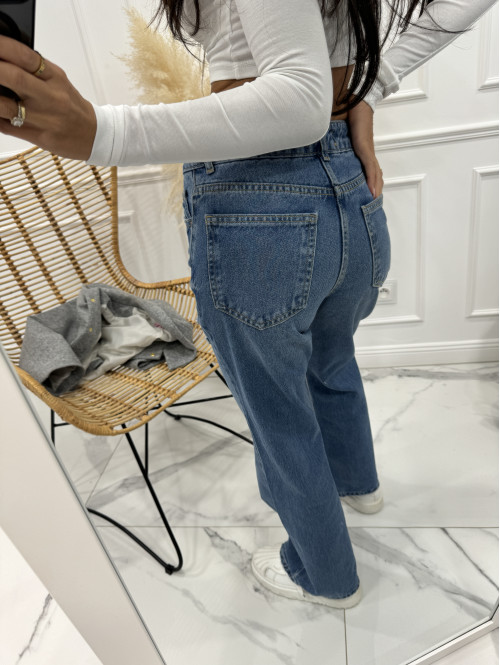 Spodnie ciemny jeans z przetarciami i szeroką nogawką Ewila 31 - photo #3