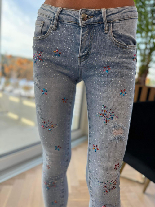 Spodnie jeansowe z cyrkoniami i motylkami Dolores 26 - photo #5