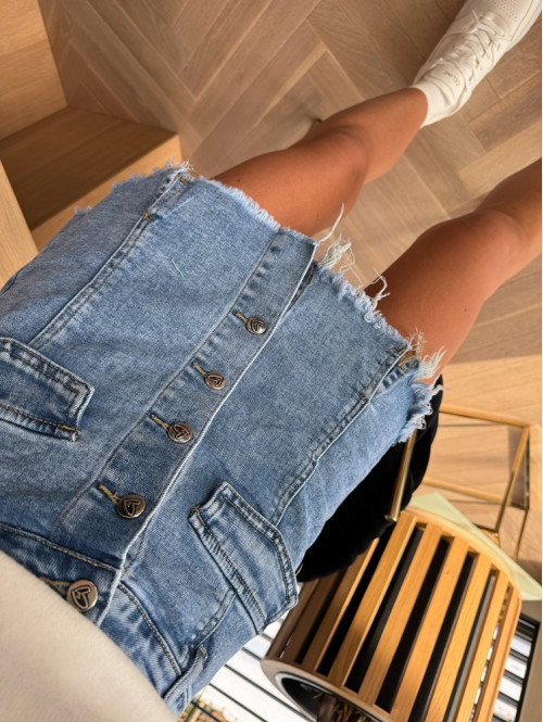 Spódnico-spodenki jeansowe zapinane na guziki Salva 26 - photo #11