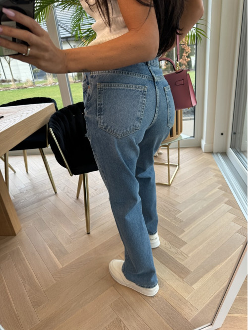Spodnie ciemny jeans z przetarciami i szeroką nogawką Ewila 31 - photo #20
