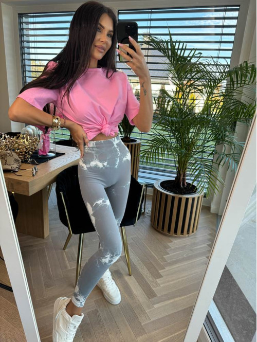 Legginsy dekatyzowane Fitness szare 09❤️