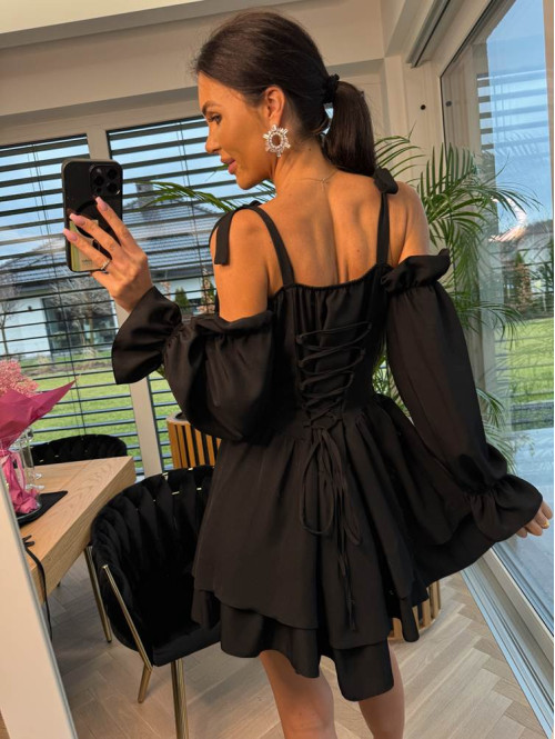 Sukienka z okrytymi ramionami MELISZKA czarna 39 - photo #9