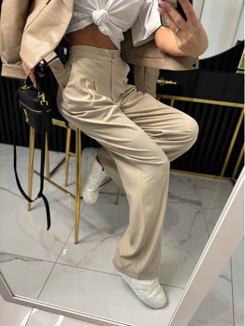 Spodnie z gumką z tyłu Sweet Elegance beżowe 29 - photo #9