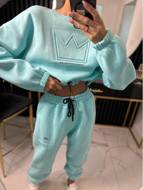 Błękitny komplet dresowy bluza + spodnie z naszywką korony Werisa 130 - photo #48