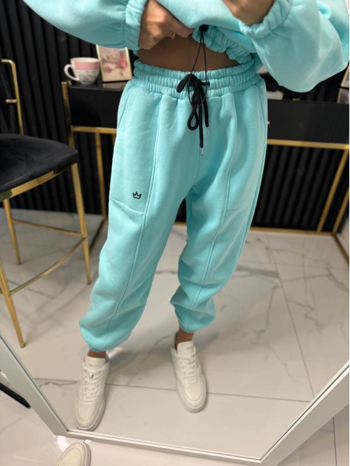 Błękitny komplet dresowy bluza + spodnie z naszywką korony Werisa 130 - photo #49