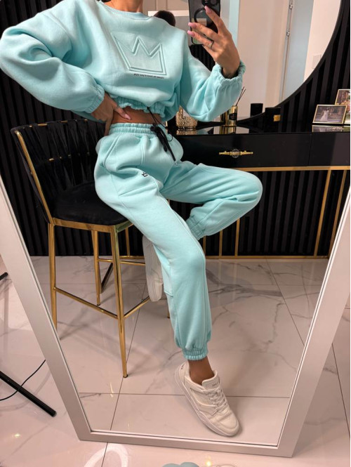 Błękitny komplet dresowy bluza + spodnie z naszywką korony Werisa 130 - photo #52