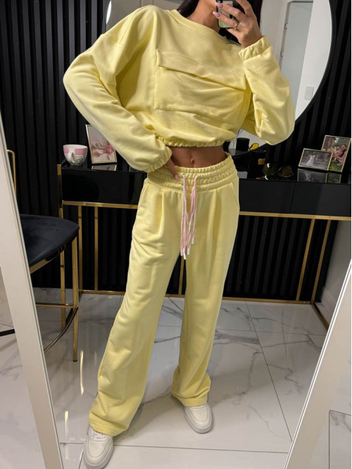 Spodnie dresowe z szeroką nogawką Trippin żółte 171 - photo #5