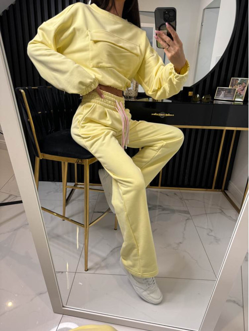 Spodnie dresowe z szeroką nogawką Trippin żółte 171 - photo #8