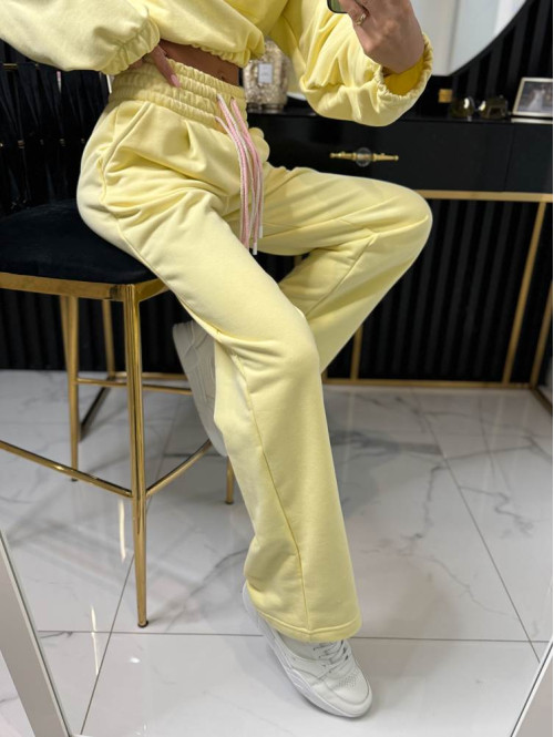 Spodnie dresowe z szeroką nogawką Trippin żółte 171 - photo #9