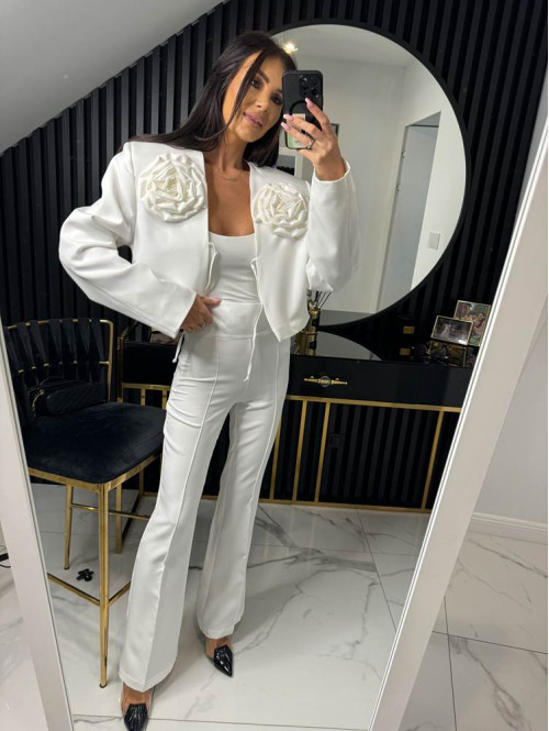 Spodnie eleganckie biała Iryna 25 - photo #9