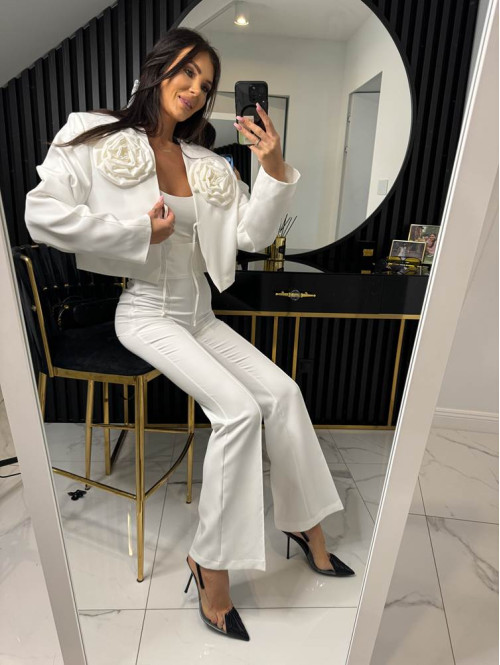 Spodnie eleganckie biała Iryna 25 - photo #17