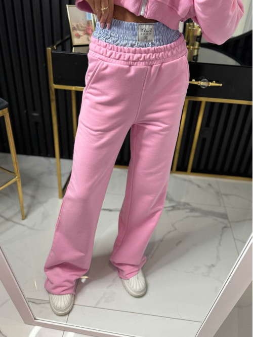 Spodnie szerokie City Style różowe 171 - photo #2