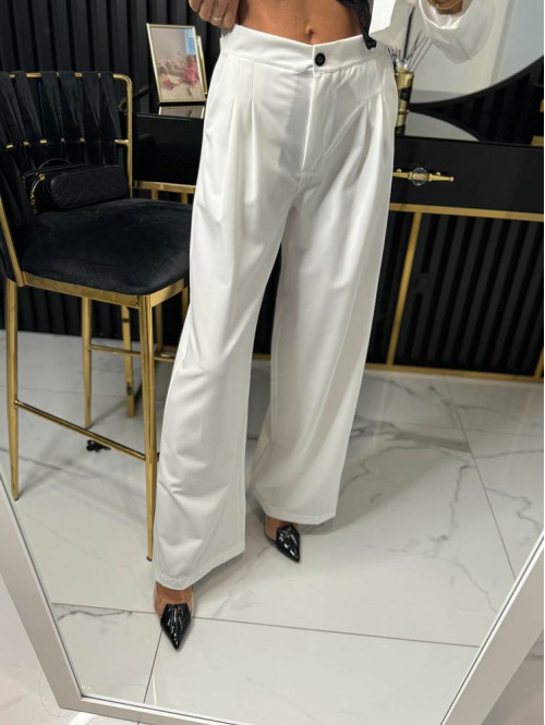 Komplet krótka marynarka+szerokie spodnie ANA biały 02 - photo #2