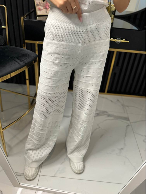 Komplet z dziurkami bluzka+spodnie EWELINA biały 09 - photo #2