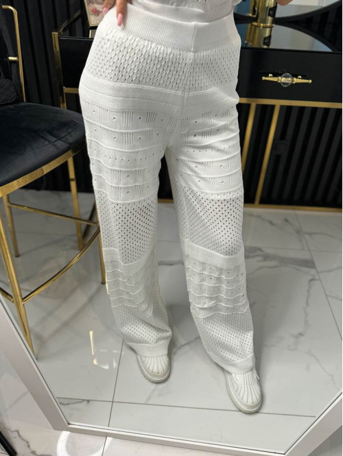 Komplet z dziurkami bluzka+spodnie EWELINA biały 09 - photo #3