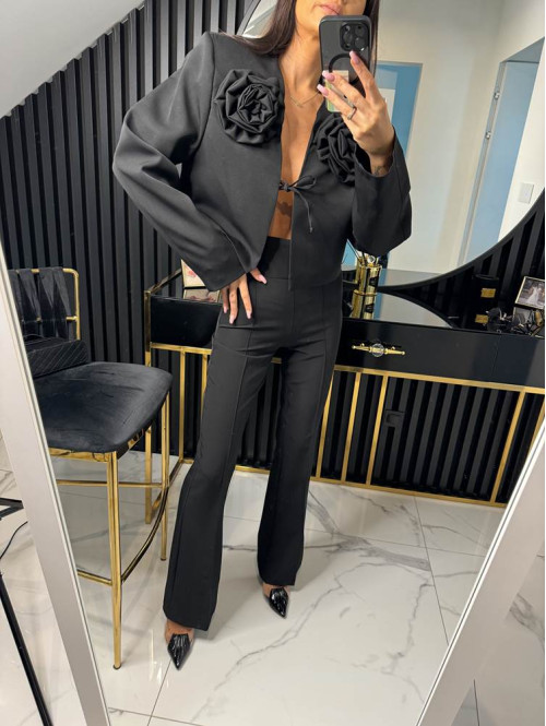 Spodnie eleganckie czarne Iryna 25 - photo #18