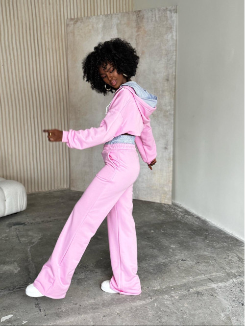 Spodnie szerokie City Style różowe 171 - photo #10