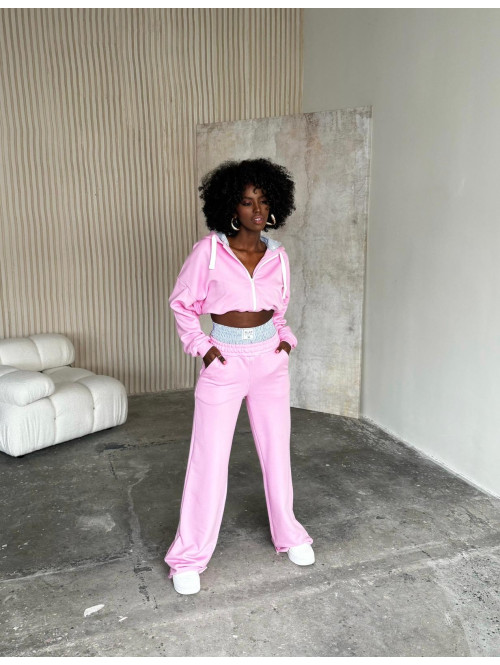 Spodnie szerokie City Style różowe 171 - photo #12