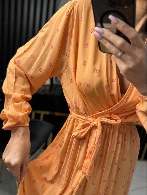 Sukienka midi  z truskawkami FRUITY DREAM pomarańczowa 172 - photo #4