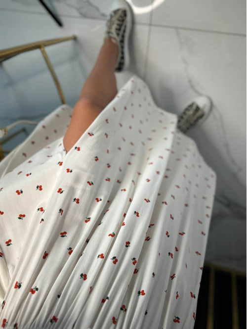 Spódnica midi z rozporkiem w wiśnie Ayla biała 172 - photo #5