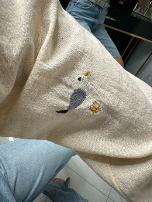 Koszula z haftem ptaków Zana beżowa 17 - photo #3