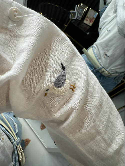 Koszula z haftem ptaków Zana biała 17 - photo #6