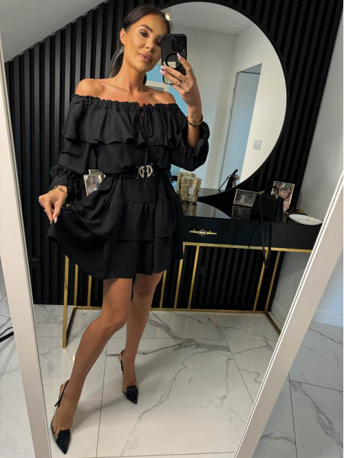 Sukienka mini z falbanami LISA czarna 17 - photo #0