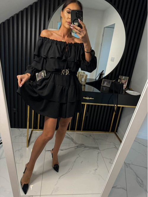 Sukienka mini z falbanami LISA czarna 17 - photo #3