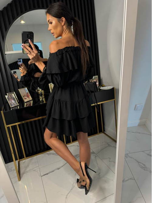 Sukienka mini z falbanami LISA czarna 17 - photo #9