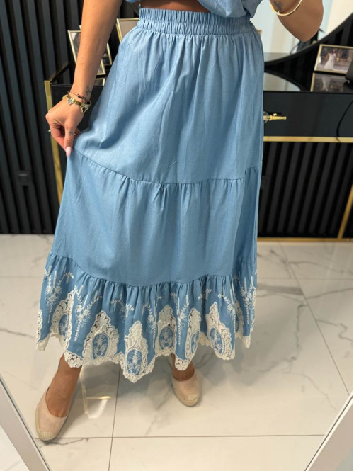 Komplet ażurowy top+spódnica MIYA niebieski 17 - photo #5