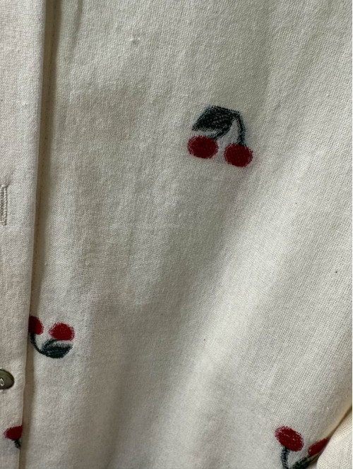 Koszula al'a lniana we wzór wiśni Cherry Blossom beżowa 172 - photo #9