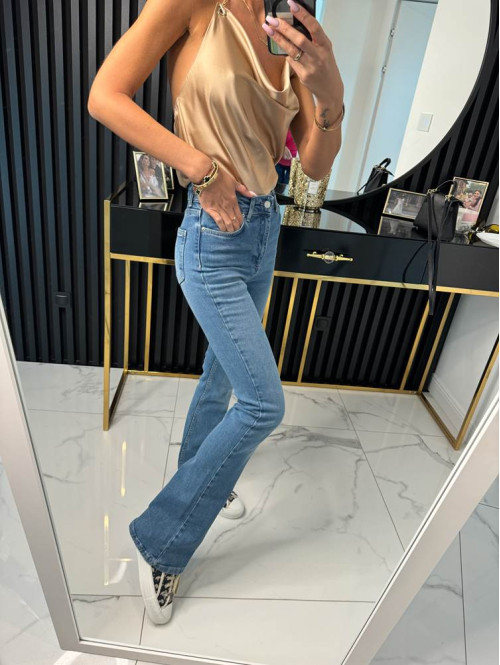 Spodnie dzwony jeansowe MARTINA niebieskie 31 - photo #2