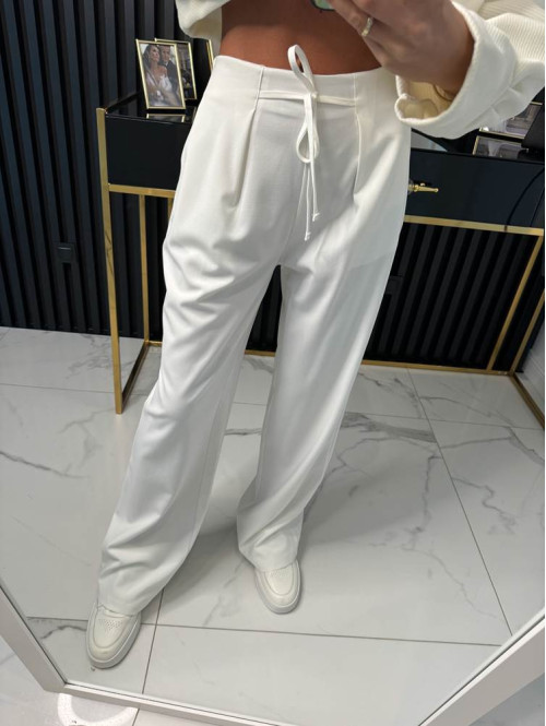 Spodnie z wiązaniem Ivo białe 29 - photo #4