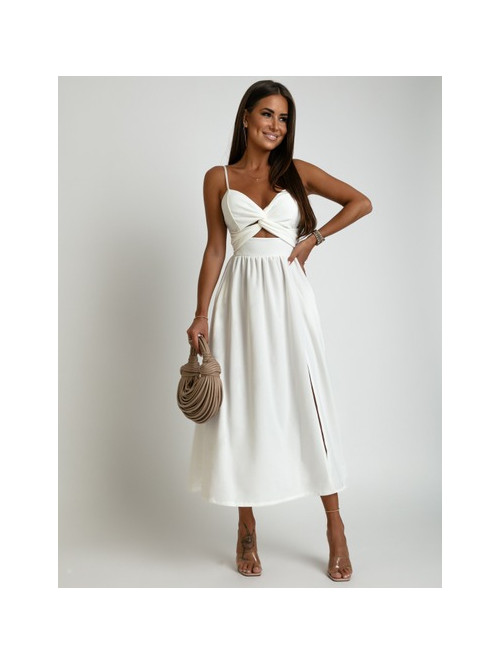 Sukienka z wycięciem w tali biała Nelis 26