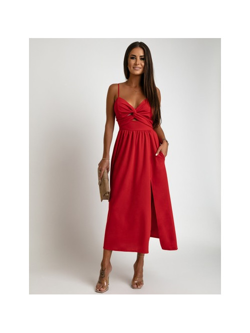 Sukienka z wycięciem w tali czerwona Nelis 26