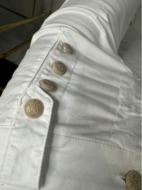 Spodnie z szeroką nogawką i guzikami białe Harry 06 - photo #3