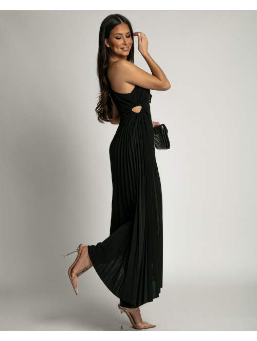 Sukienka midi plisowana na jedno ramię czarna Alexandra 26 - photo #1