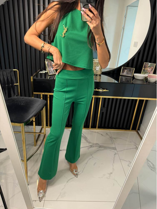 Komplet top z wiązaniem+spodnie zielony Clarissa 26 - photo #1