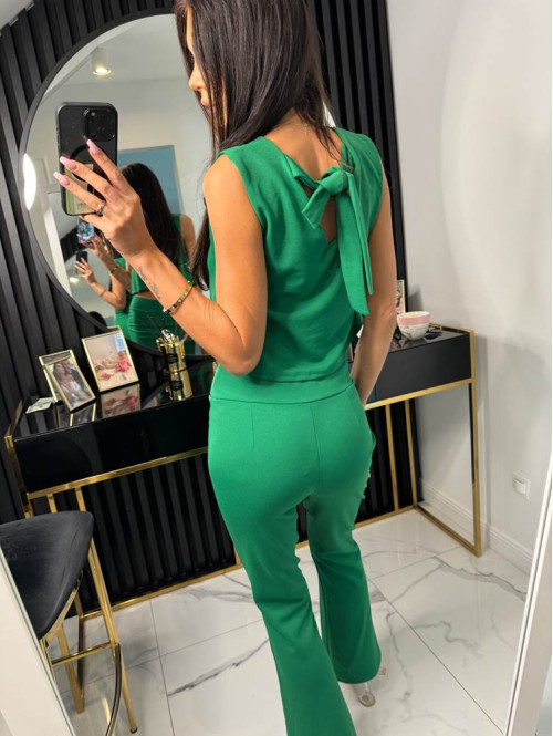 Komplet top z wiązaniem+spodnie zielony Clarissa 26 - photo #6