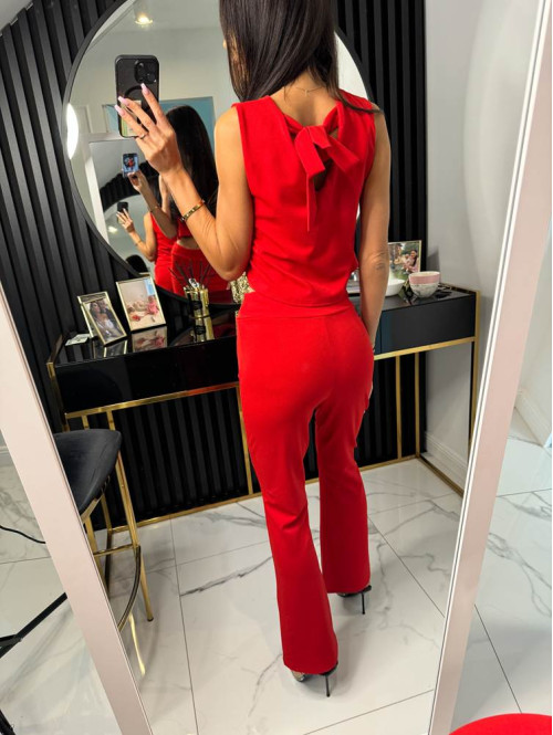 Komplet top z wiązaniem+spodnie czerwony Clarissa 26 - photo #5