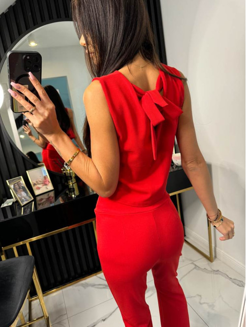 Komplet top z wiązaniem+spodnie czerwony Clarissa 26 - photo #6